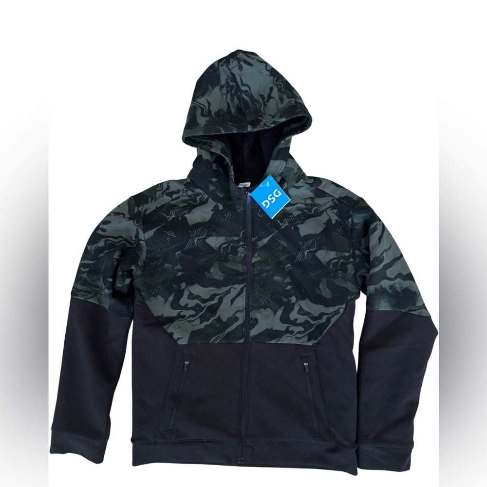 DSG Boys Sport Fleece Sherpa Jacket Mountain Mineral Olive Camo Zip Up